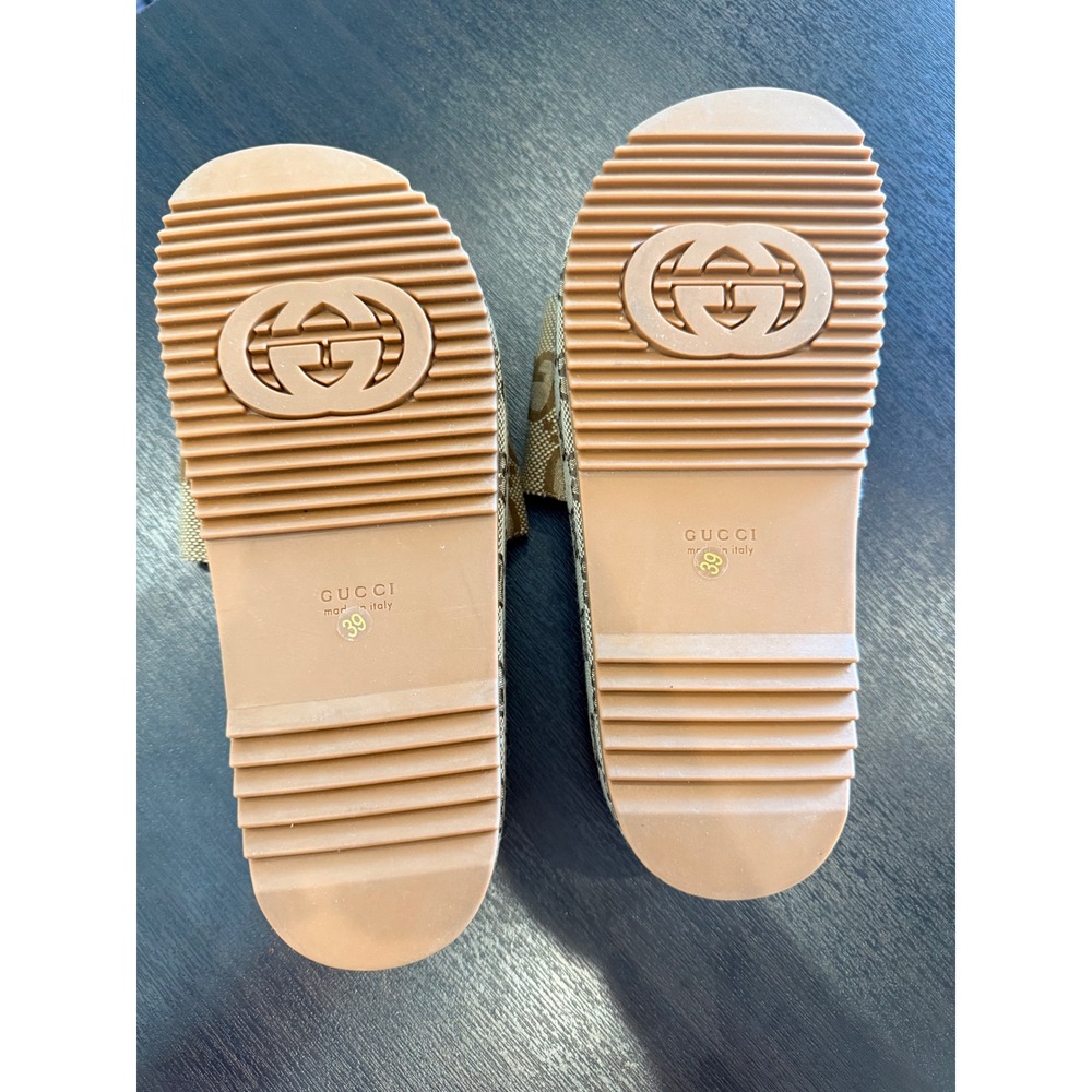 GuCc* Jumbo G*G Canvas Platform Slide Sandals Womens 39 Italy *see description* - Picture 4 of 8